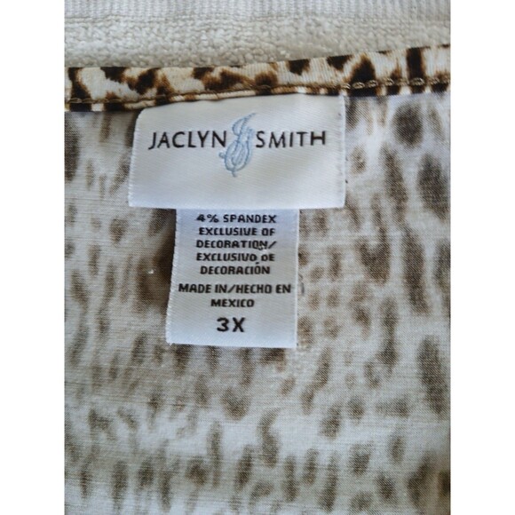 Jaclyn Smith Womens 3X Top Brown Beaded Animal Print Accent Flutter Short Sleeve - Picture 12 of 13